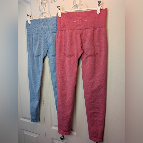 BUNDLE OF 2 NVGTN Seamless Women Leggings Size Medium Pink And Blue Activewear - Picture 9 of 15